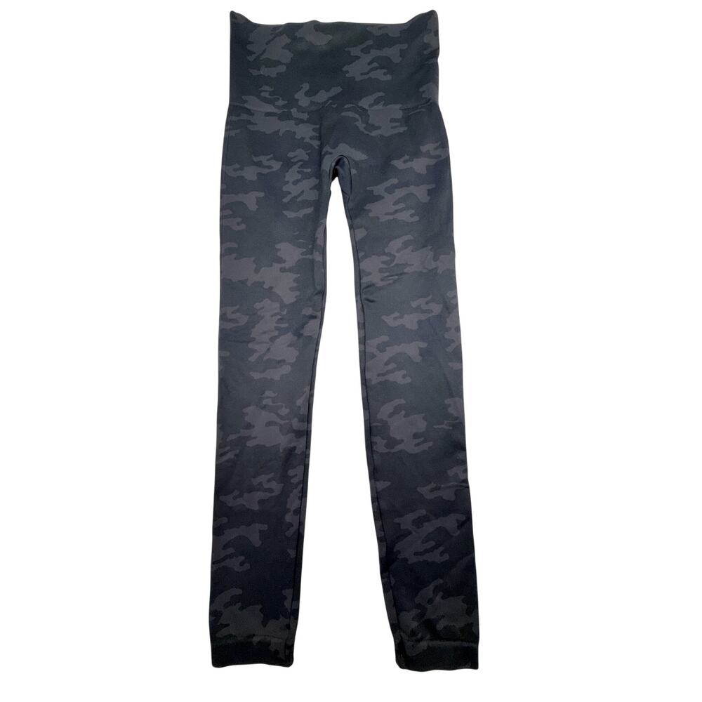 SPANX Women’s Camo Leggings Black Gray High Rise Full Length Compression